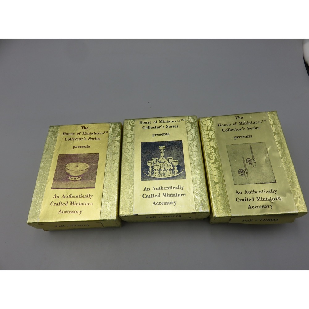 Lot of 3 Vintage House of Miniatures Finished Brass Accessories 1:12 Scale NOS